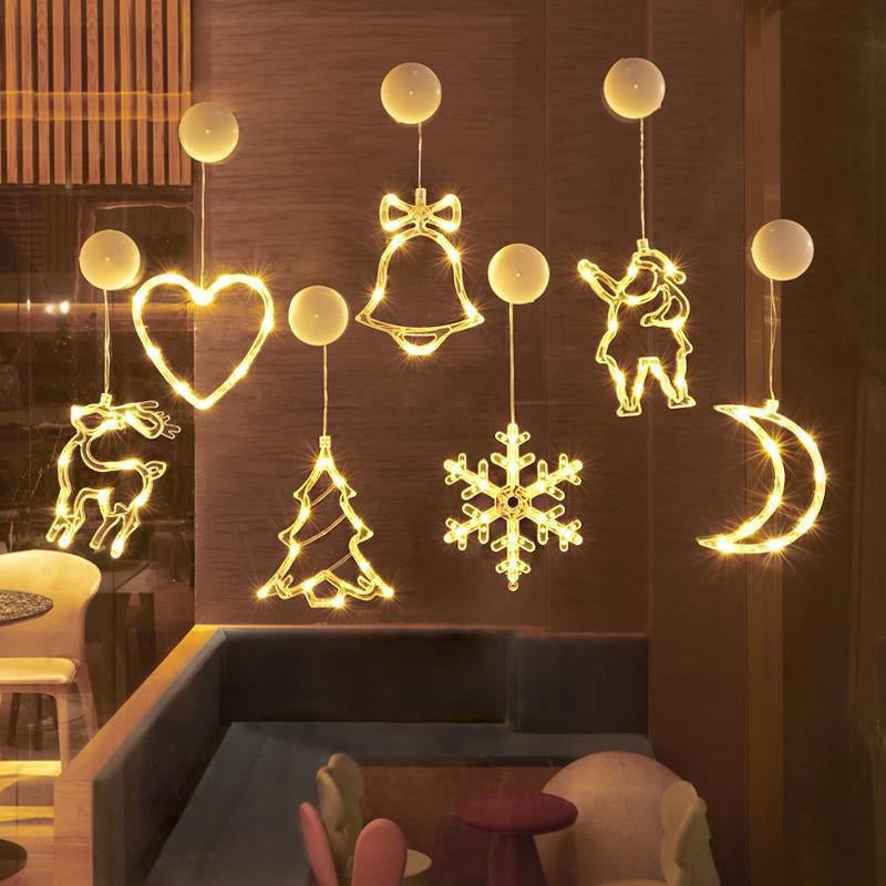 LED Christmas Lights with Suction Cups for Windows and Mirrors