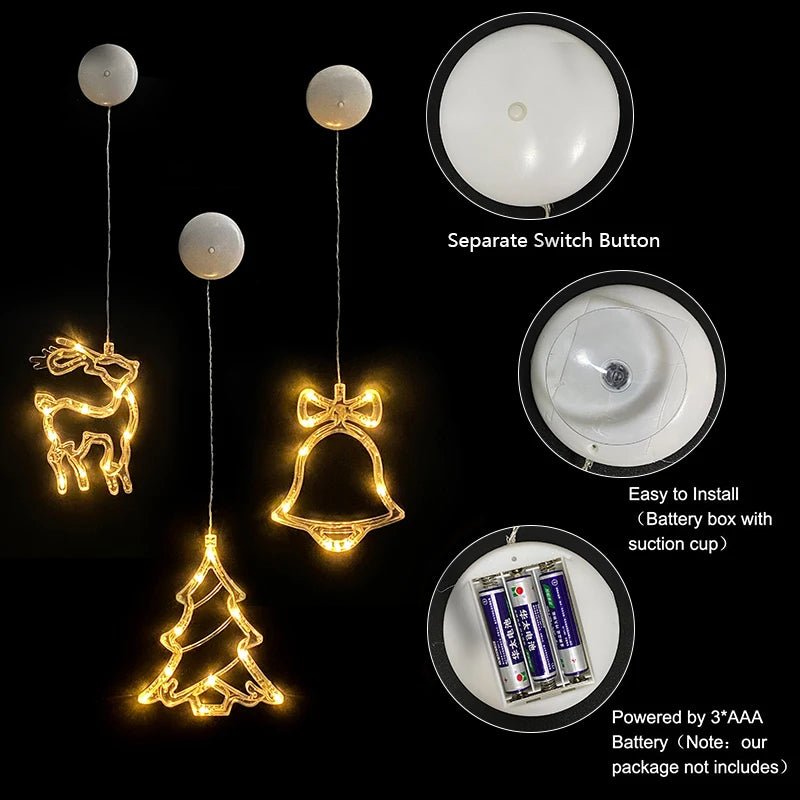 LED Christmas Lights with Suction Cups for Windows and Mirrors