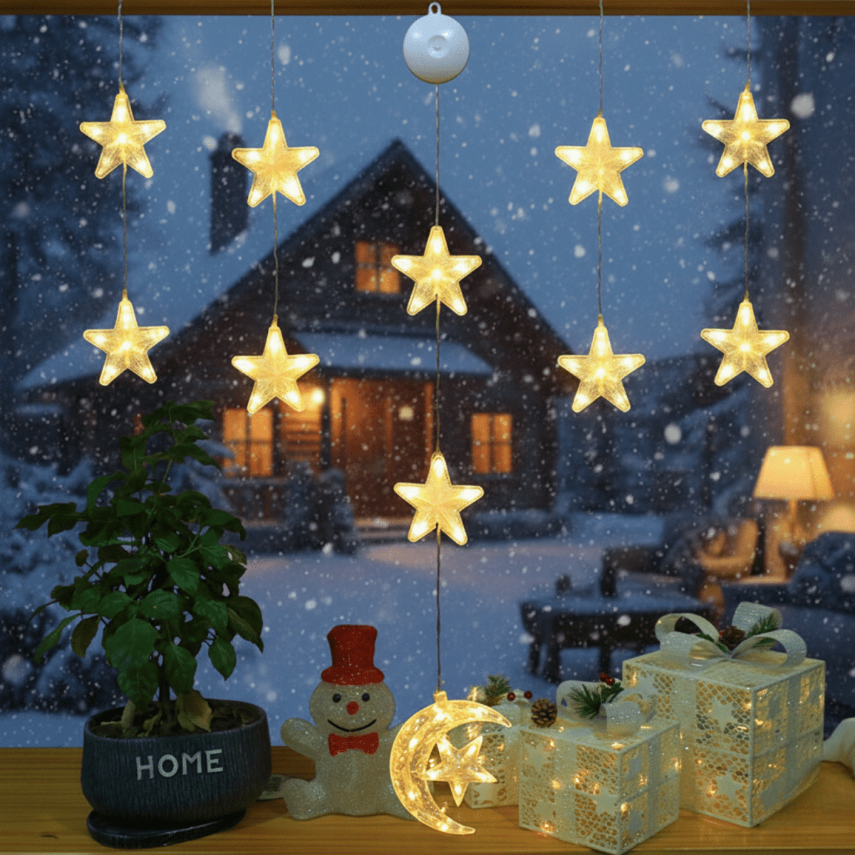 LED Christmas Lights with Suction Cups for Windows and Mirrors