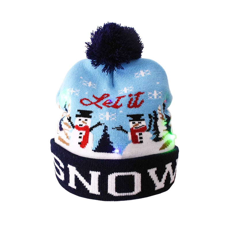 LED Light-Up Christmas Knit Beanie Hat