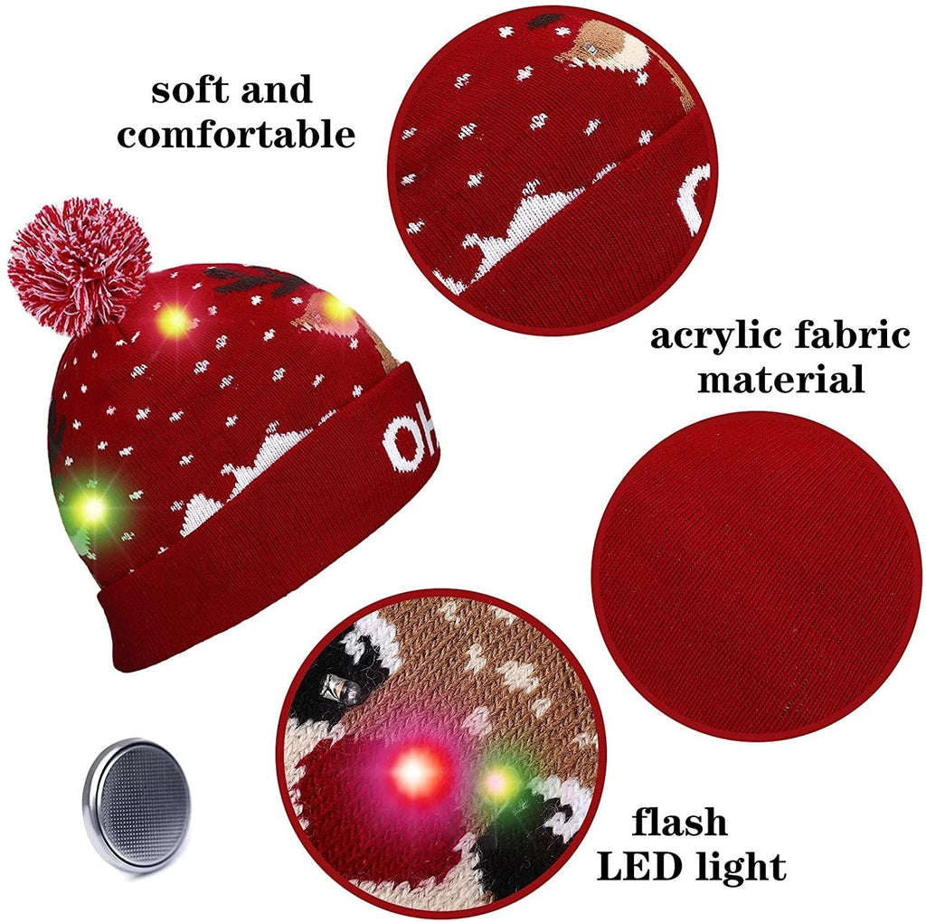 LED Light-Up Christmas Knit Beanie Hat