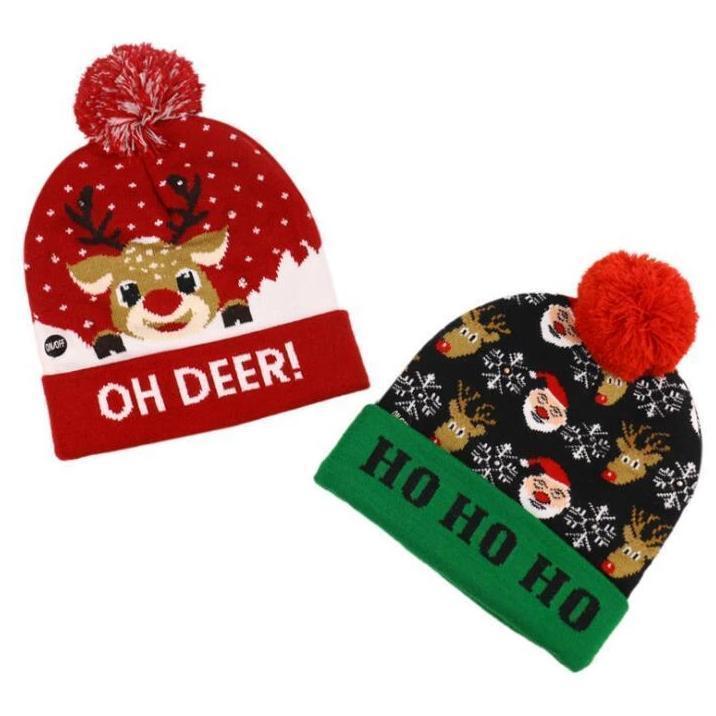 LED Light-Up Christmas Knit Beanie Hat