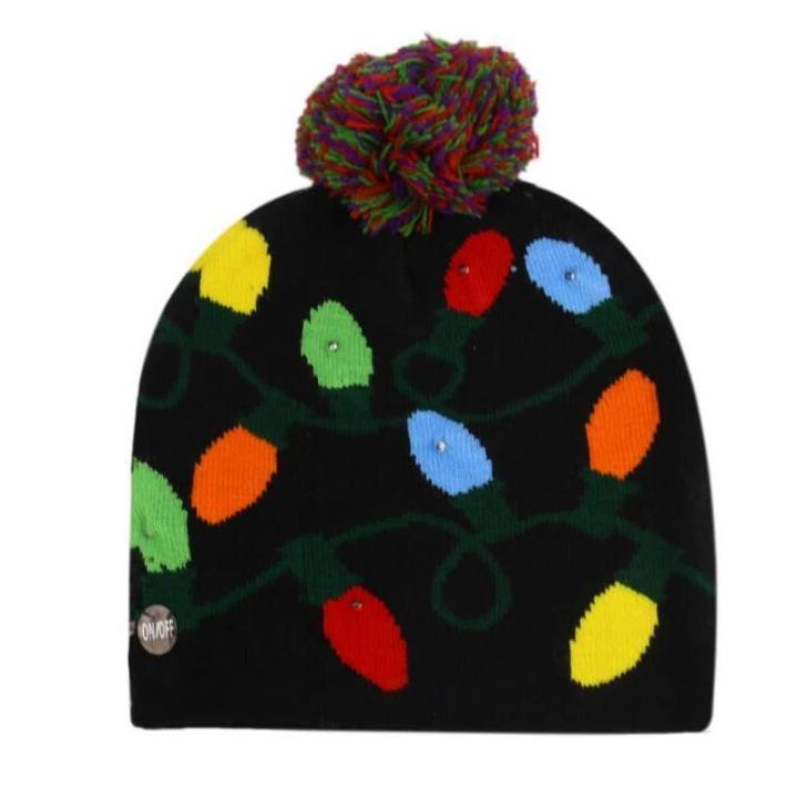 LED Light-Up Christmas Knit Beanie Hat