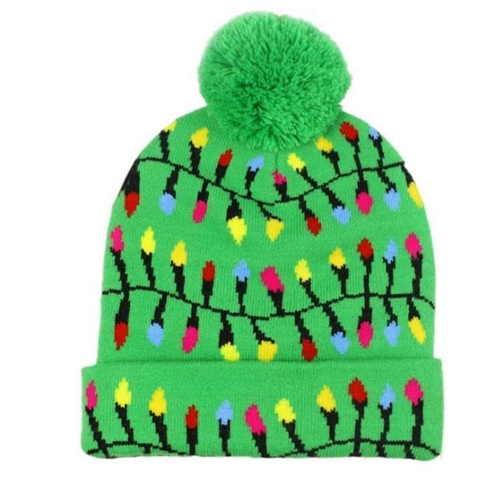 LED Light-Up Christmas Knit Beanie Hat