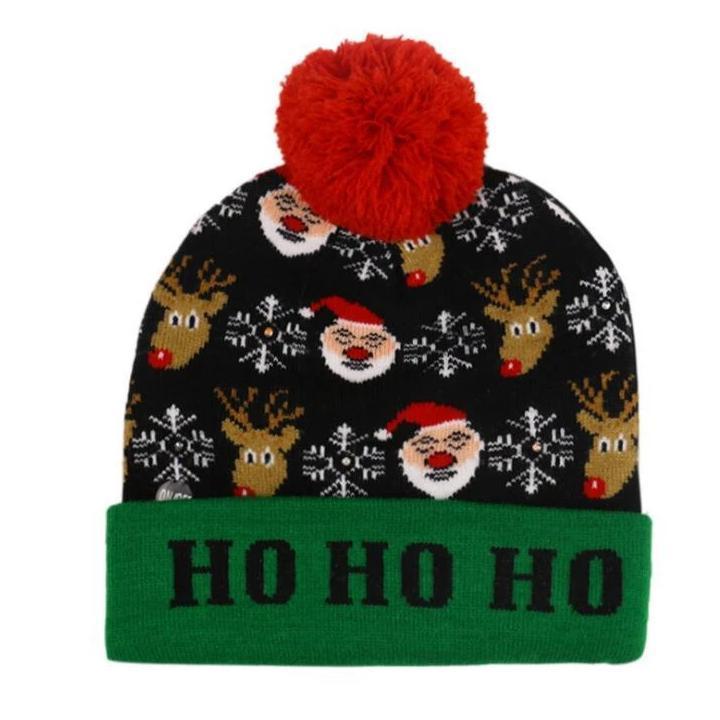 LED Light-Up Christmas Knit Beanie Hat