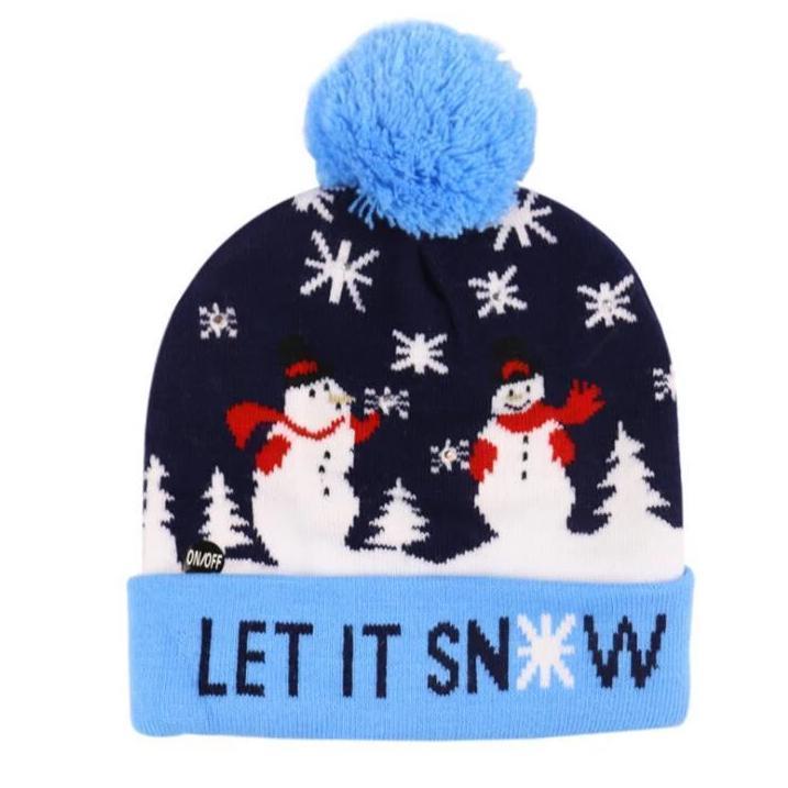 LED Light-Up Christmas Knit Beanie Hat