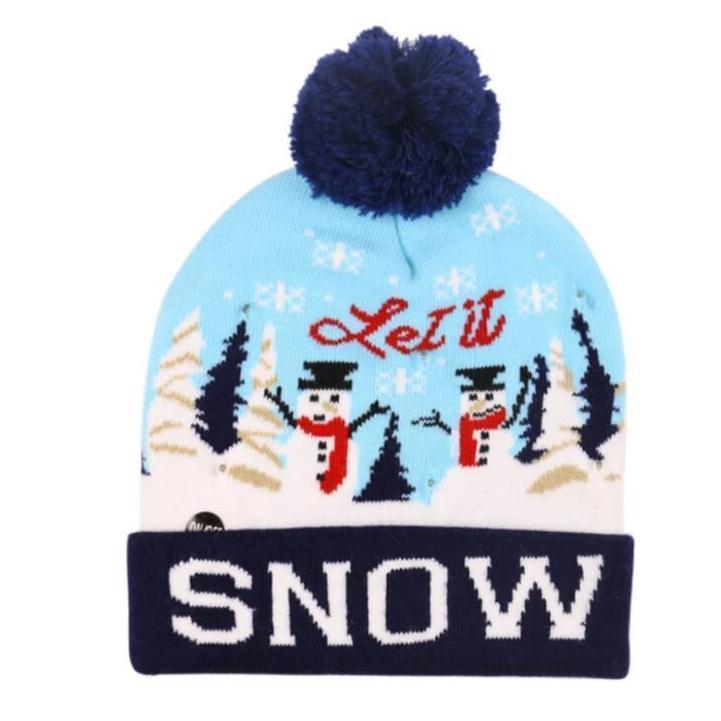LED Light-Up Christmas Knit Beanie Hat