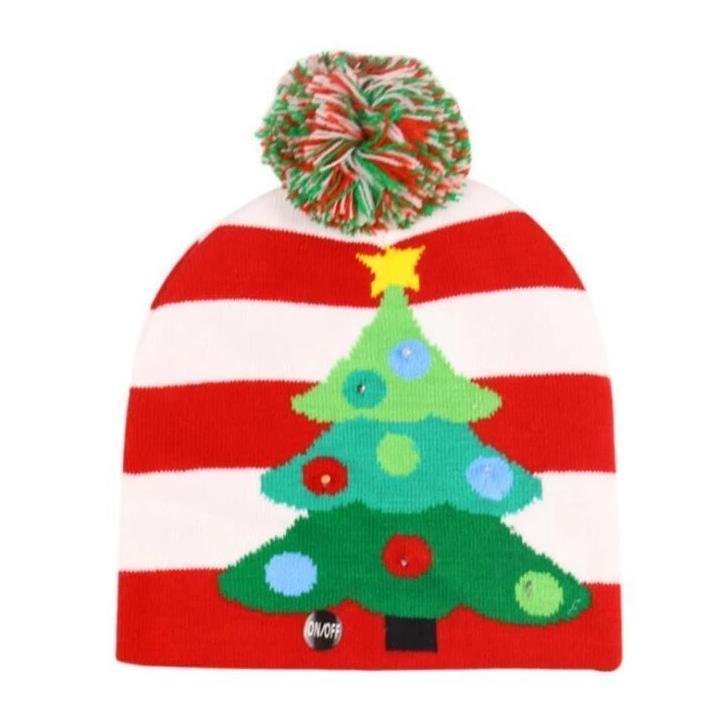 LED Light-Up Christmas Knit Beanie Hat