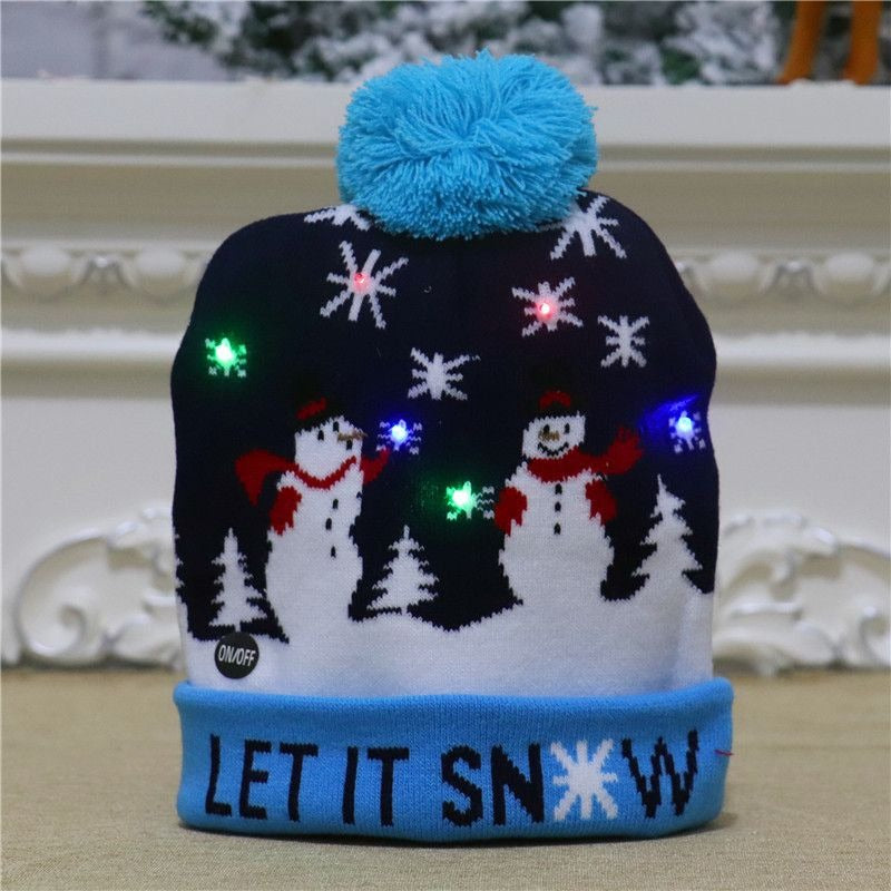 LED Light-Up Christmas Knit Beanie Hat