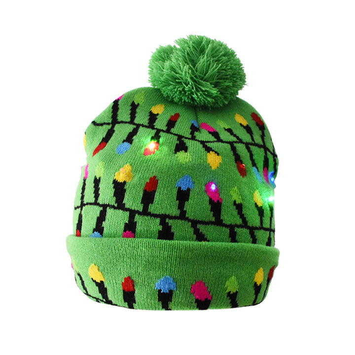 LED Light-Up Christmas Knit Beanie Hat