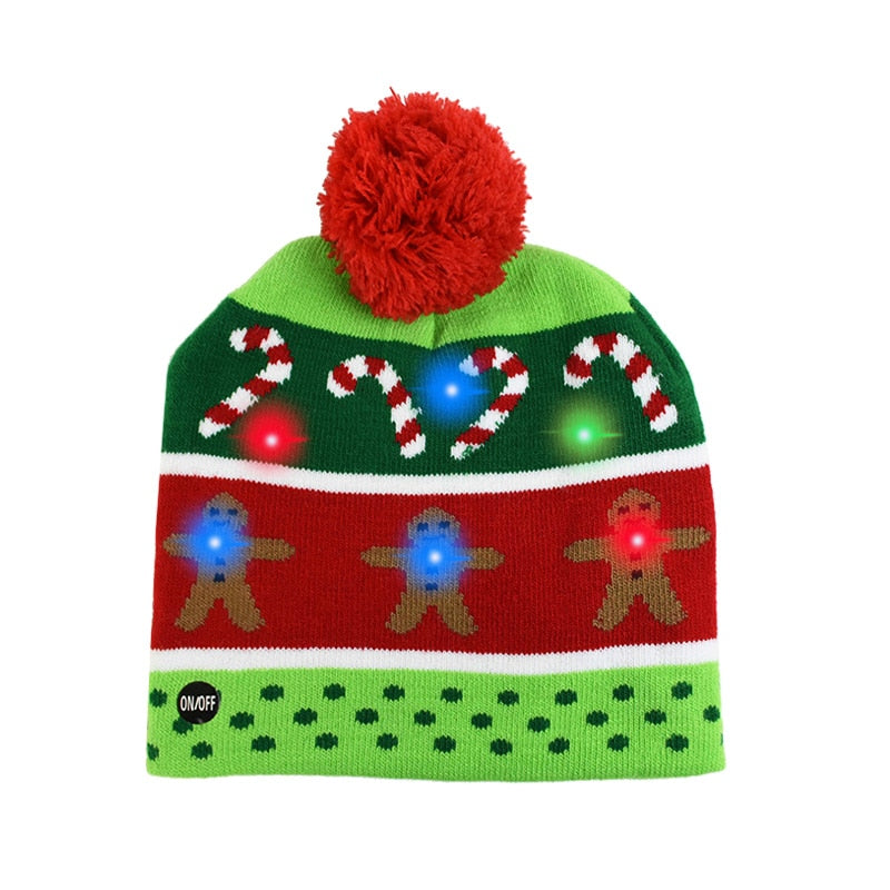 LED Light-Up Christmas Knit Beanie Hat