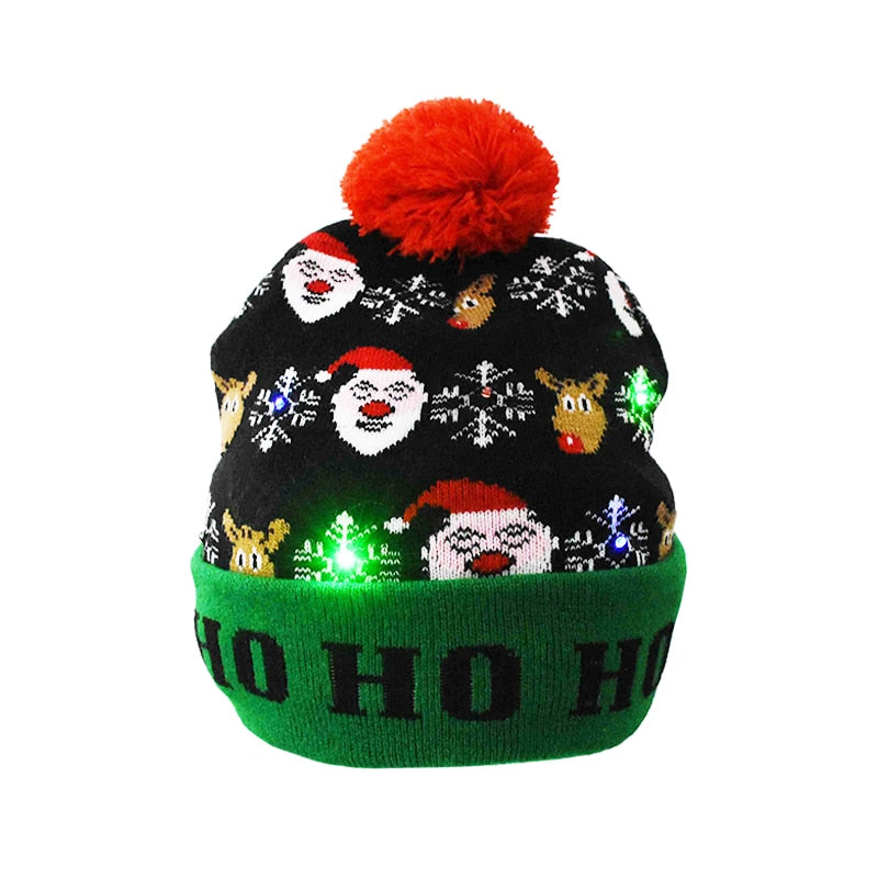 LED Light-Up Christmas Knit Beanie Hat