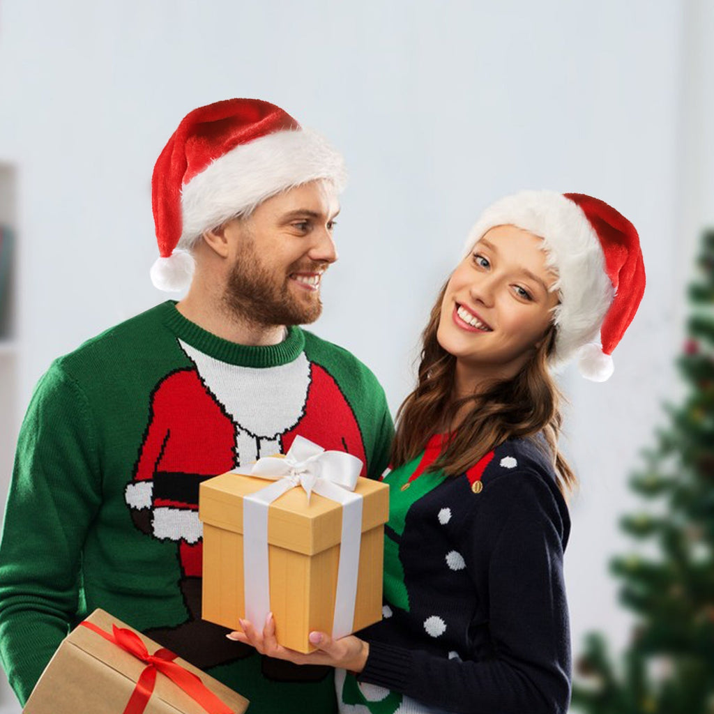 Light-Up Christmas Santa Hat with LED Lights – Soft Plush Holiday Hat