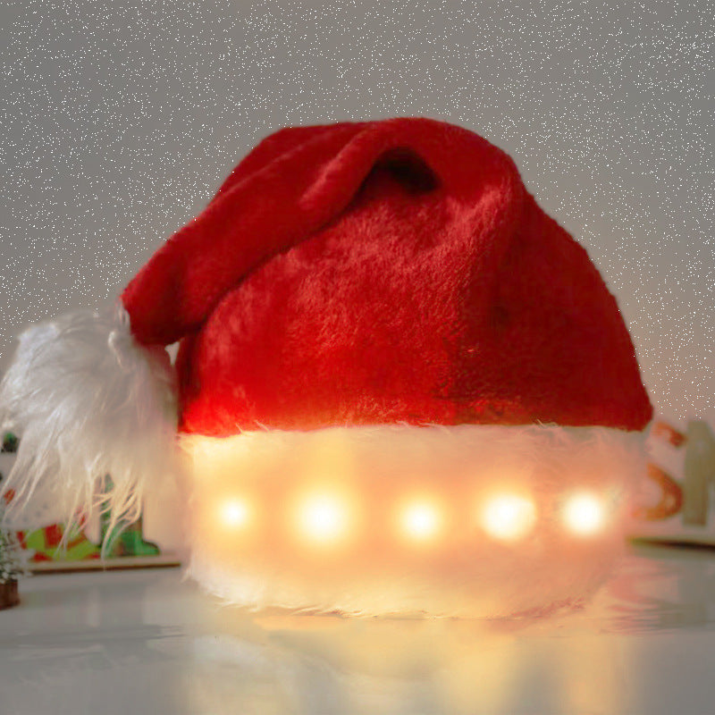 Light-Up Christmas Santa Hat with LED Lights – Soft Plush Holiday Hat