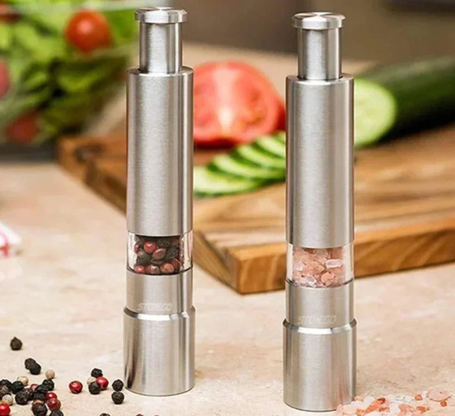 Luxe Push Pepper Mill – One-Hand Grinder for Fresh Spices