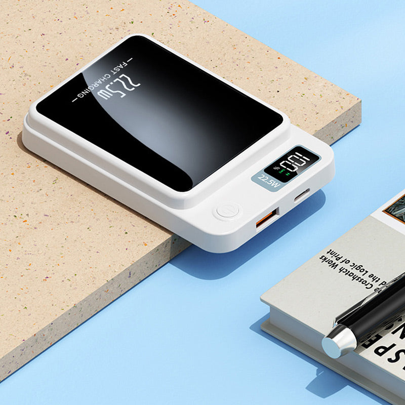 Magnetic power bank, 15 W wireless charging and 22.5 W fast wired charging, LED display, 10000 or 20000 mAh, 4 colors