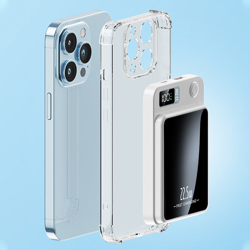 Magnetic power bank, 15 W wireless charging and 22.5 W fast wired charging, LED display, 10000 or 20000 mAh, 4 colors