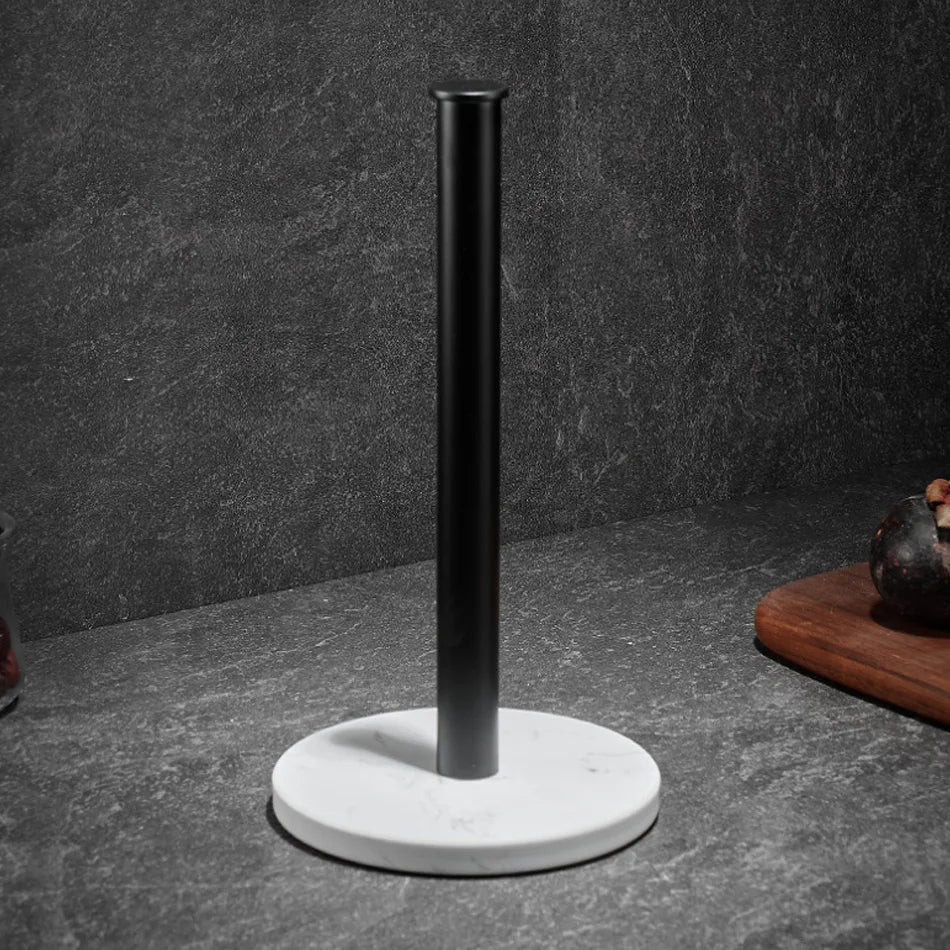 Marble paper towel holder with gold accents