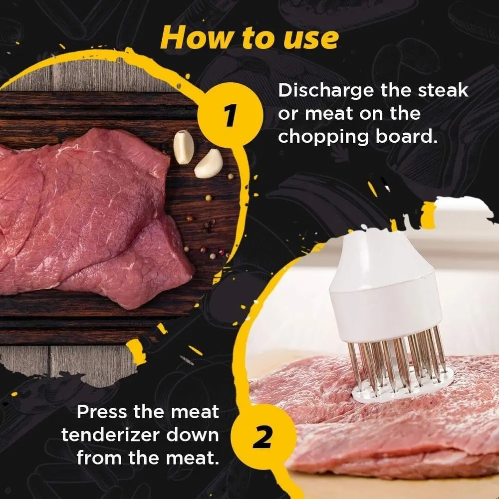 Meat Tenderizer with Stainless Steel Needle Blades – Tender, Juicy Meat in Minutes