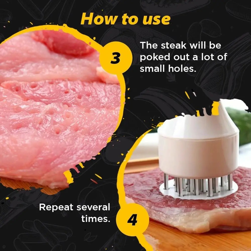 Meat Tenderizer with Stainless Steel Needle Blades – Tender, Juicy Meat in Minutes