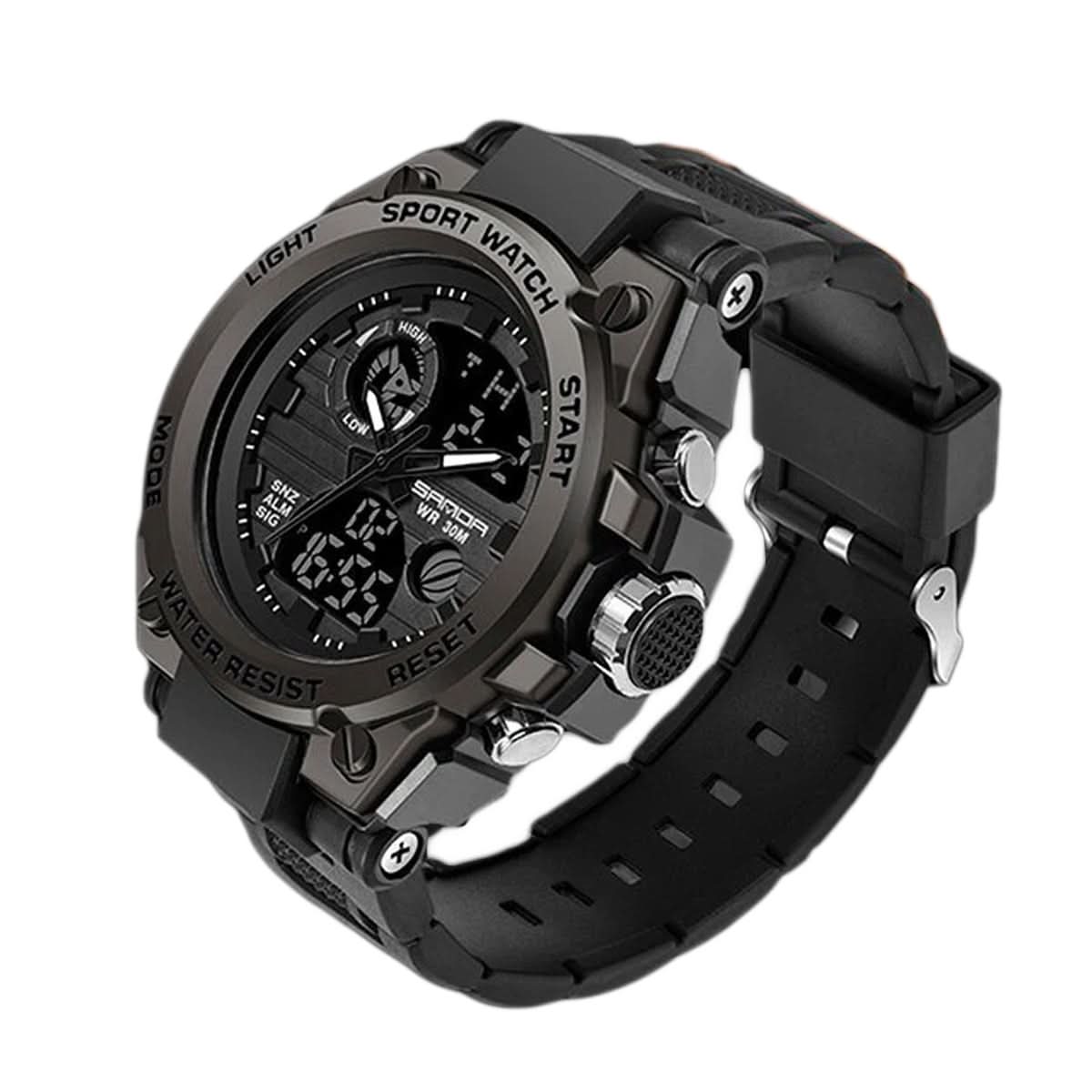 Men’s Military Watch with Analog Digital Display and Features