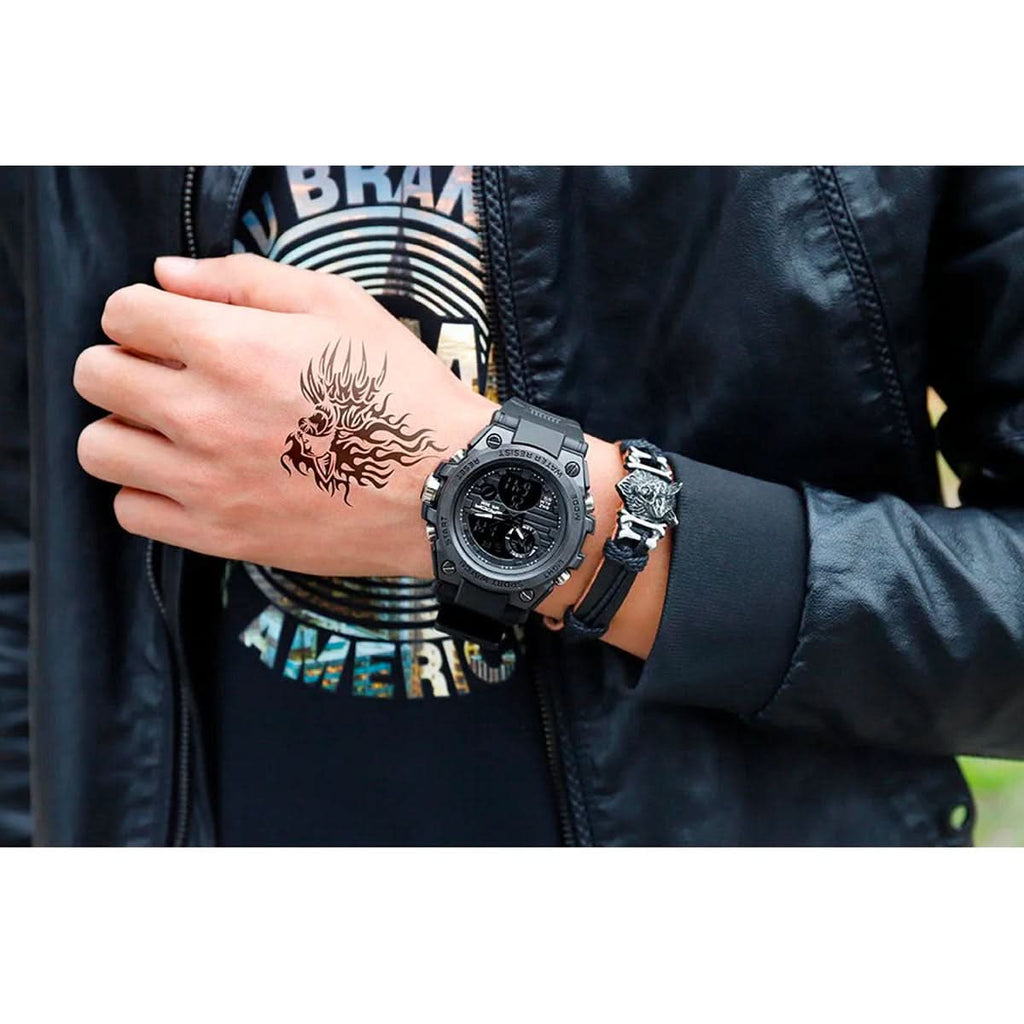 Men’s Military Watch with Analog Digital Display and Features