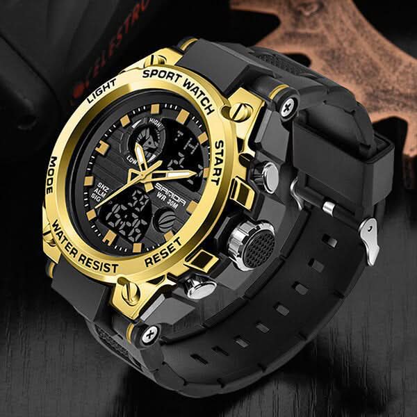 Men’s Military Watch with Analog Digital Display and Features