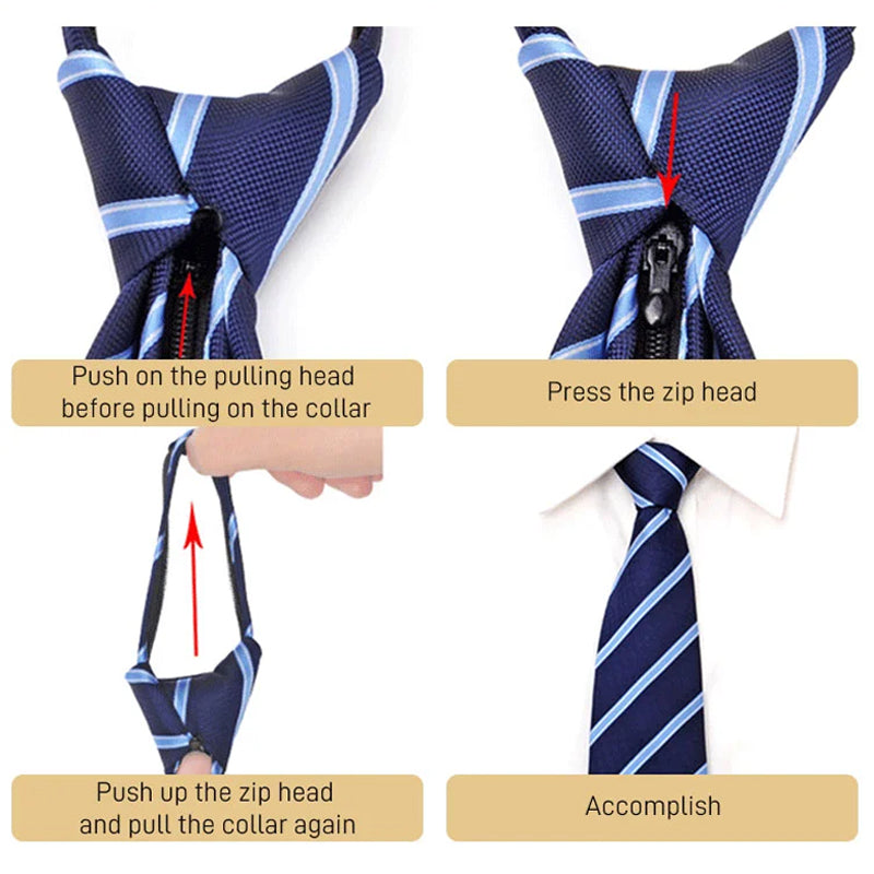 Men's Pre-Tied Zipper Necktie