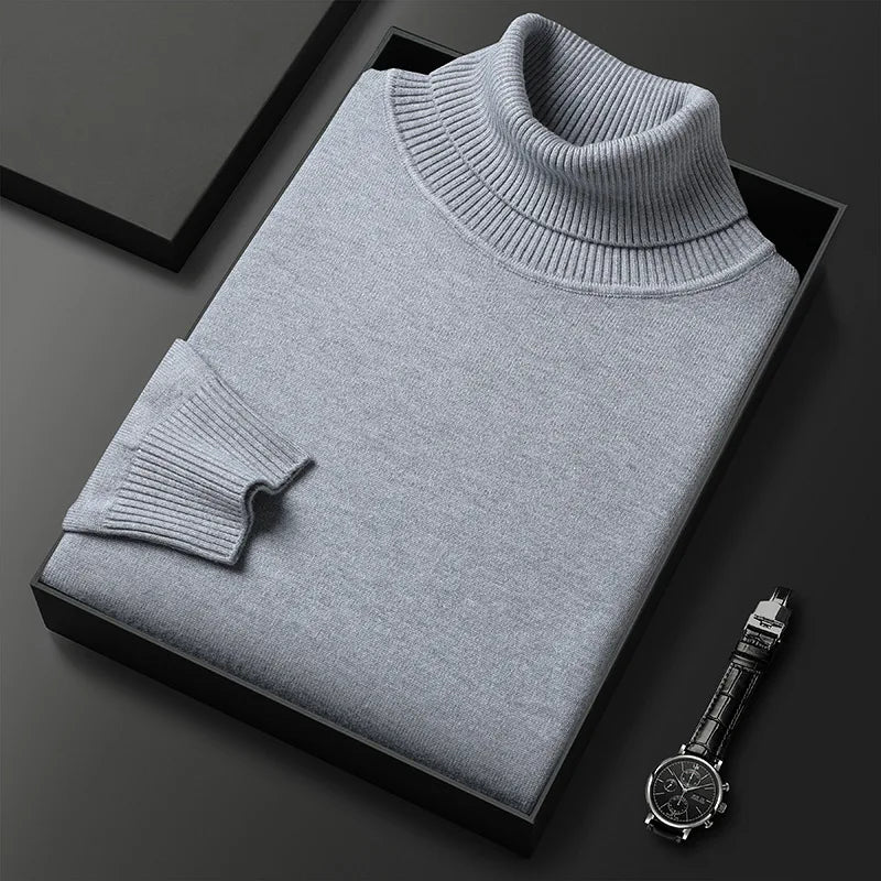 Men's turtleneck sweater in fine knit with ribbed high neck, cuffs and hem, 6 colors, sizes XS to 2XL