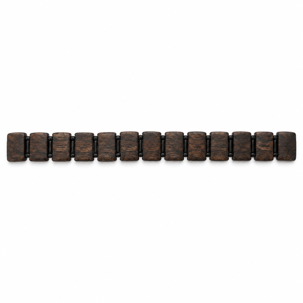 Wooden Beaded Bracelet Dark Brown Elastic Fit