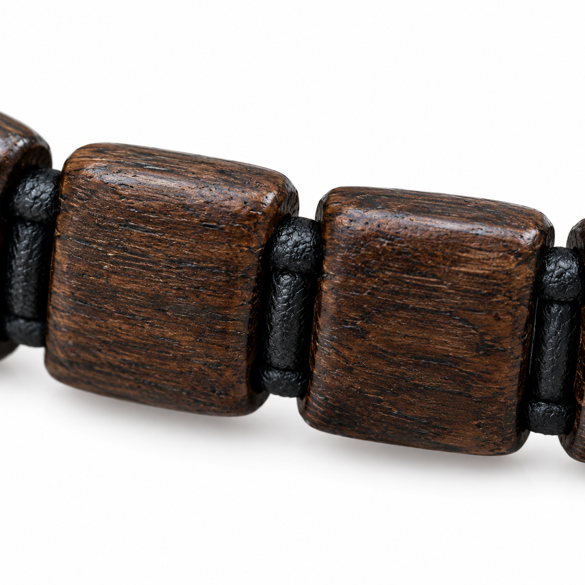 Wooden Beaded Bracelet Dark Brown Elastic Fit