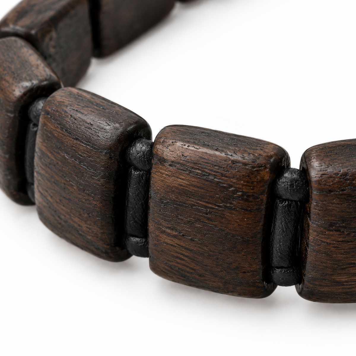 Wooden Beaded Bracelet Dark Brown Elastic Fit