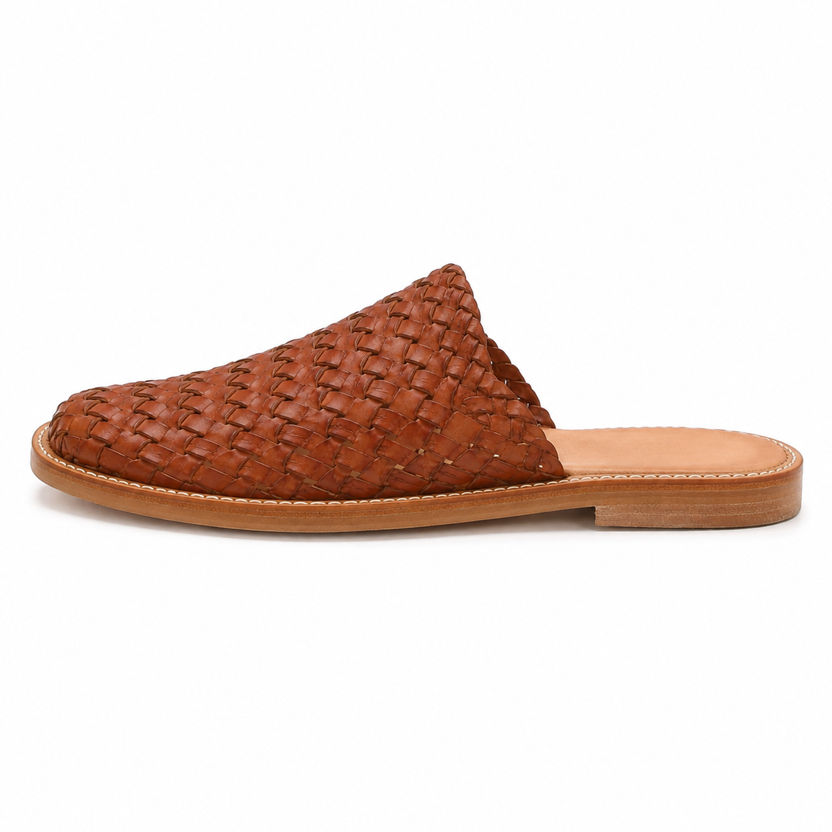 Men's Woven Vegan Leather Mules — Cognac