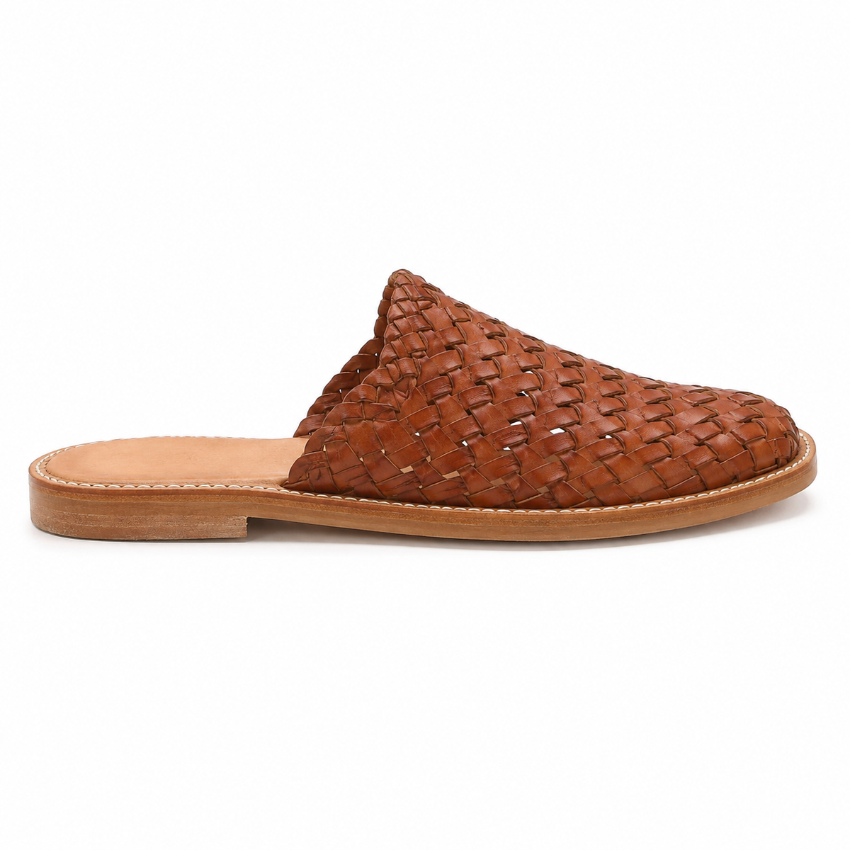 Men's Woven Vegan Leather Mules — Cognac