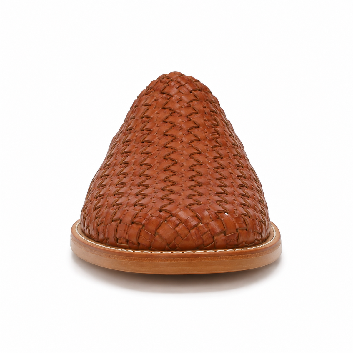 Men's Woven Vegan Leather Mules — Cognac