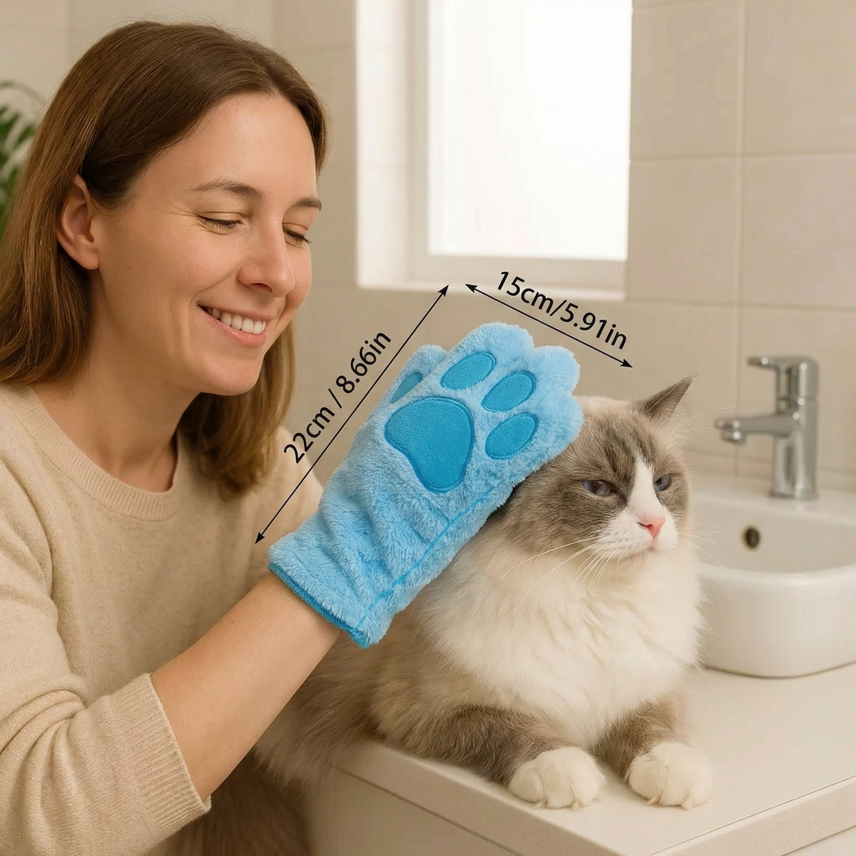Microfiber Pet Grooming Glove – Dry Bath Towel & Coat Cleaner for Cats