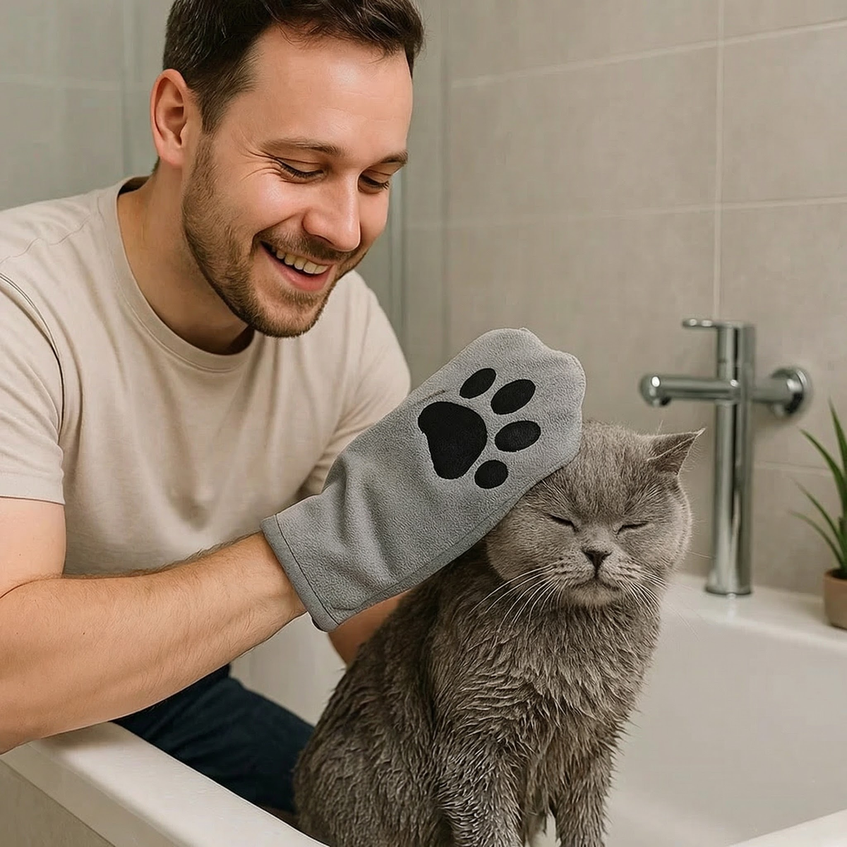 Microfiber Pet Grooming Glove – Dry Bath Towel & Coat Cleaner for Cats