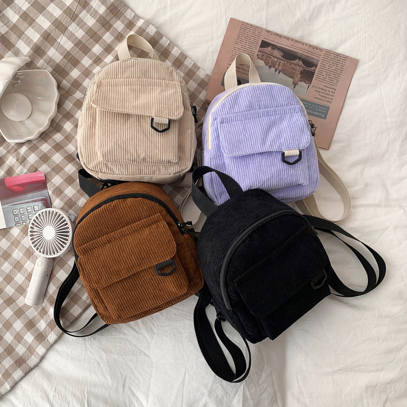 Mini Corduroy Backpack – Compact, Durable & Anti-Theft