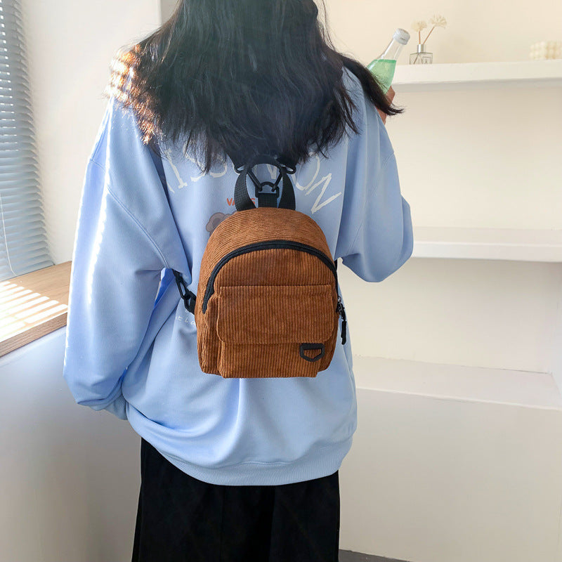 Mini Corduroy Backpack – Compact, Durable & Anti-Theft