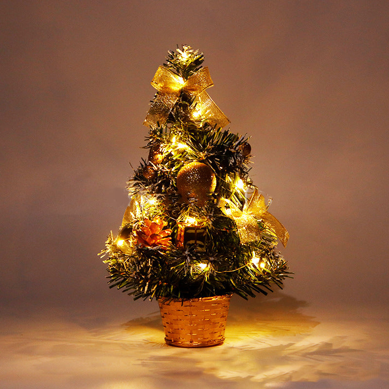 Mini Desktop Christmas Tree with Lights and Ornaments