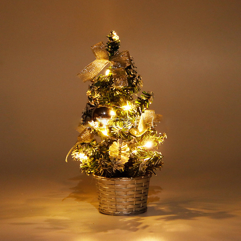 Mini Desktop Christmas Tree with Lights and Ornaments