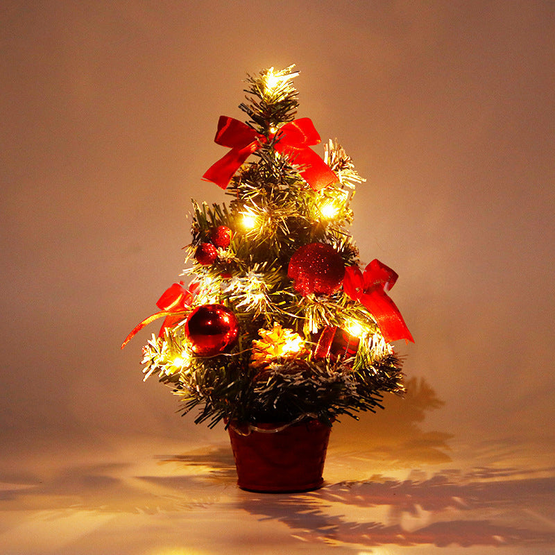 Mini Desktop Christmas Tree with Lights and Ornaments
