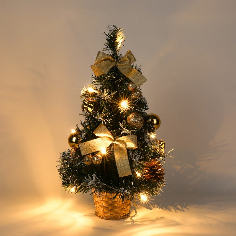 Mini Desktop Christmas Tree with Lights and Ornaments