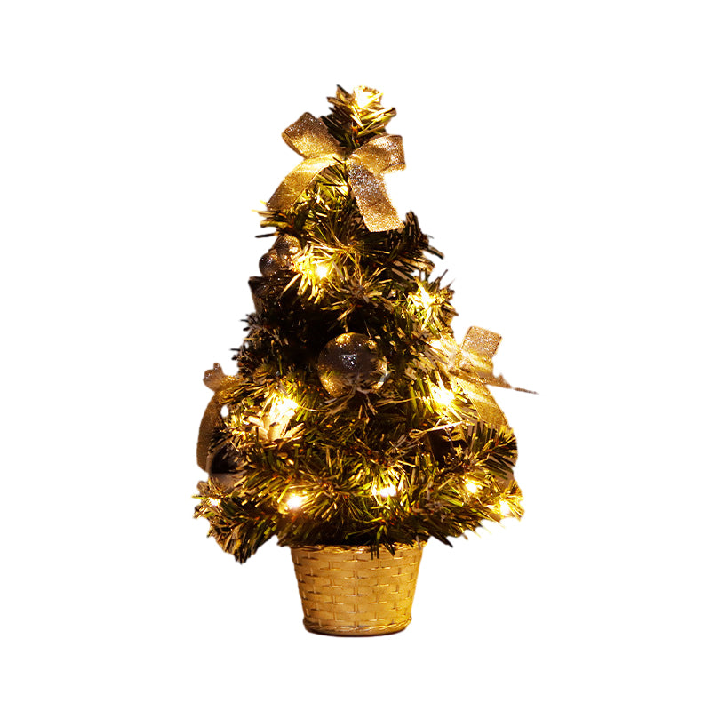 Mini Desktop Christmas Tree with Lights and Ornaments