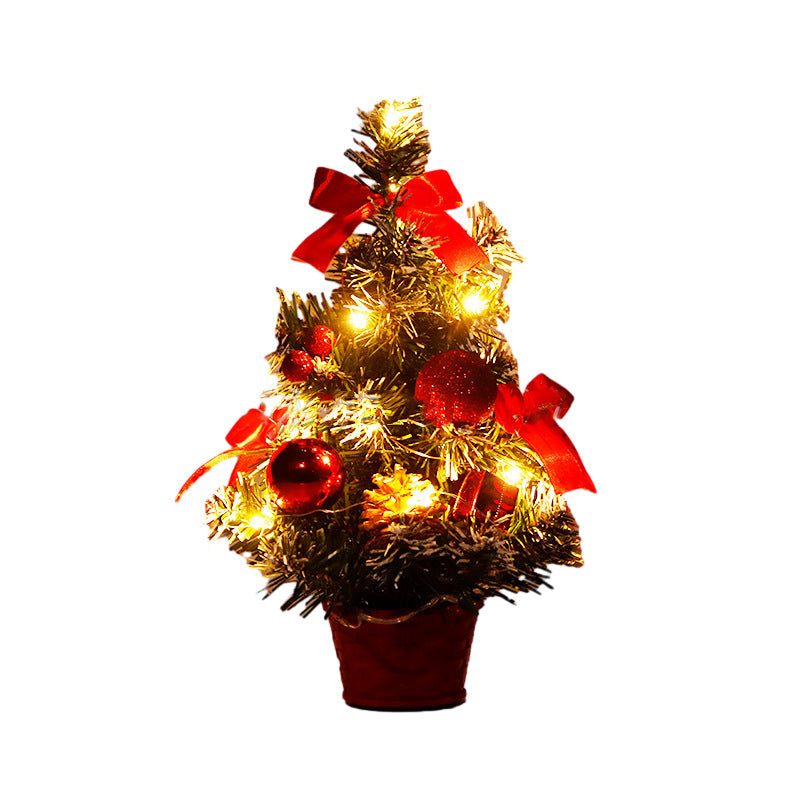 Mini Desktop Christmas Tree with Lights and Ornaments