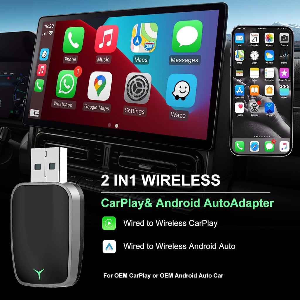 Mini Wireless CarPlay Adapter with Dual-Band Connection and Compact Design