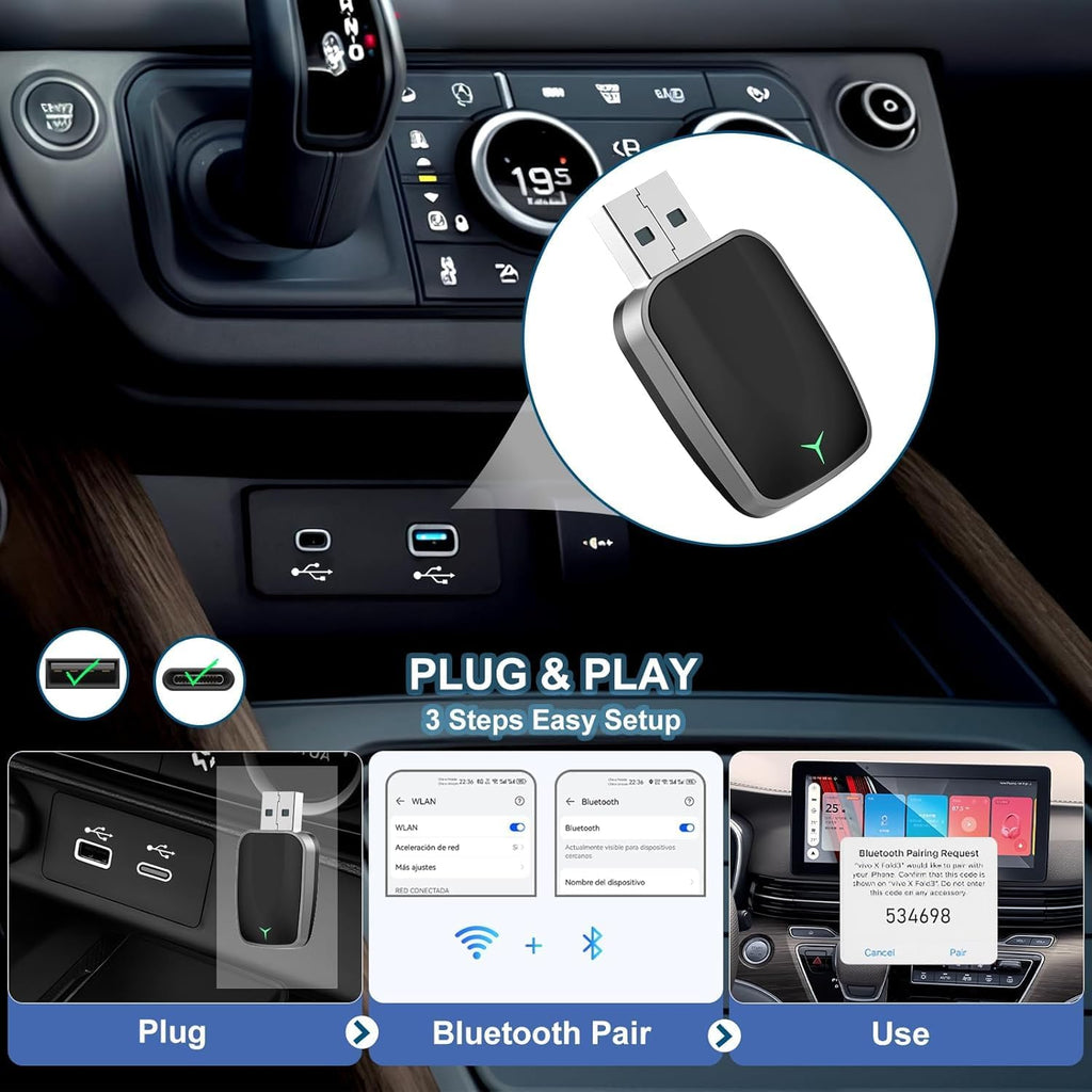 Mini Wireless CarPlay Adapter with Dual-Band Connection and Compact Design