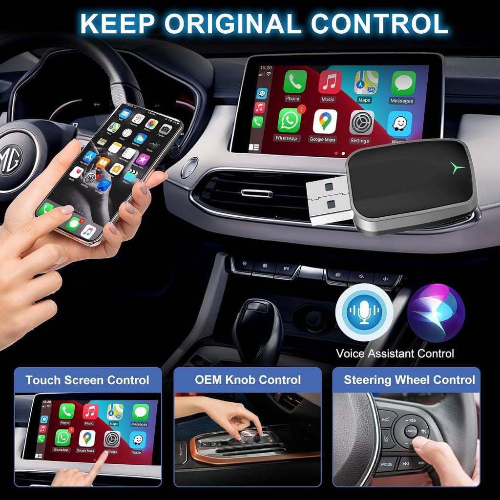 Mini Wireless CarPlay Adapter with Dual-Band Connection and Compact Design