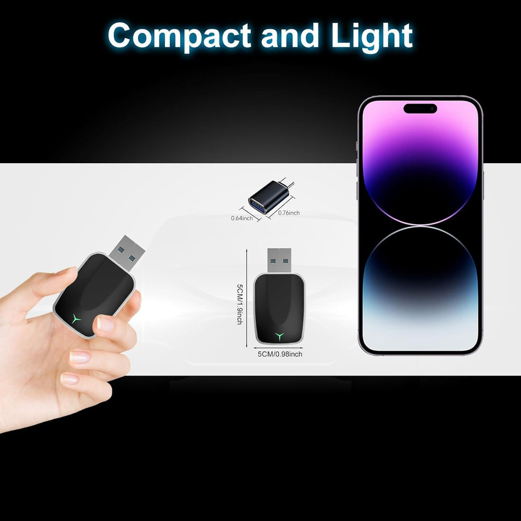 Mini Wireless CarPlay Adapter with Dual-Band Connection and Compact Design