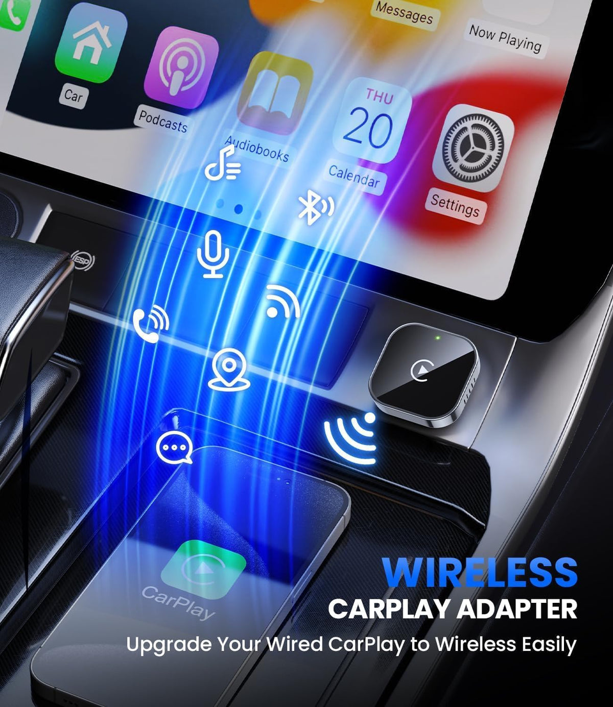 Mini Wireless CarPlay Adapter with Dual-Band Connection and Compact Design